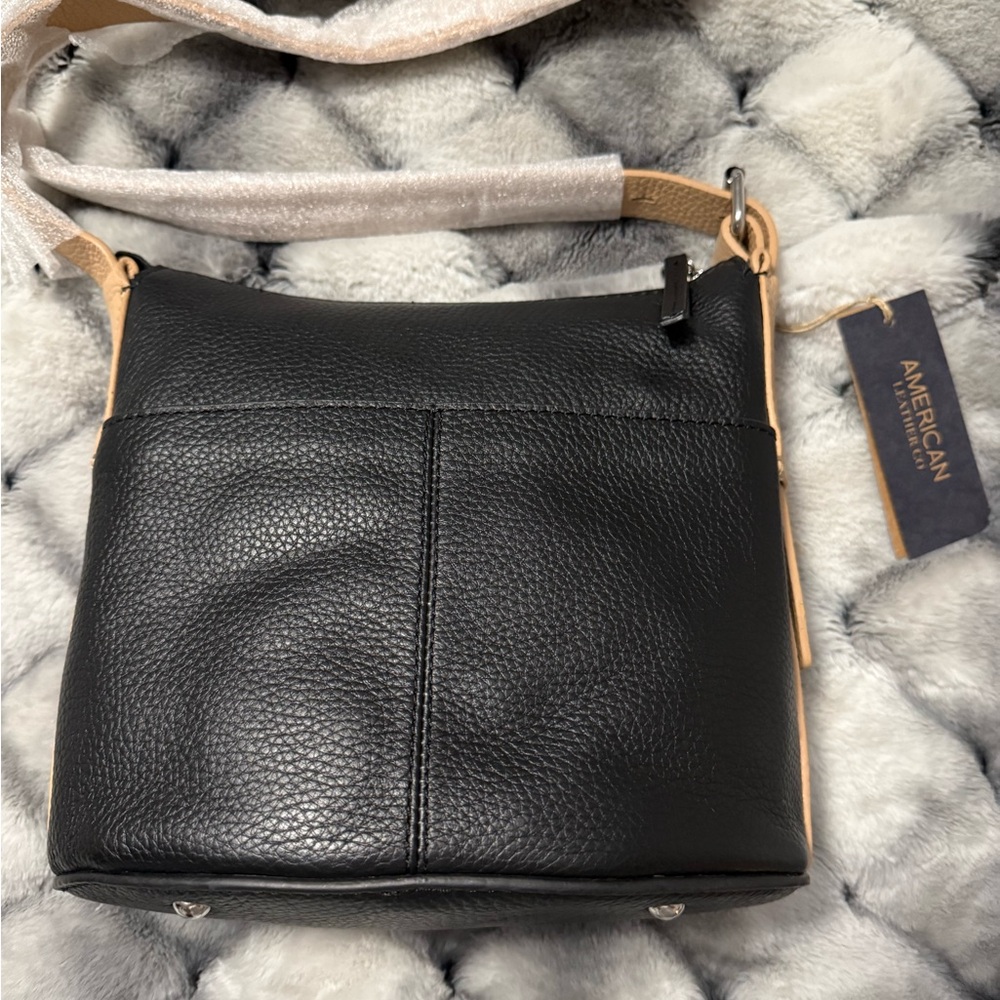 American Leather Crossbody Bag in Black and Tan